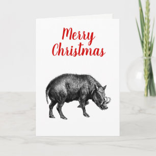 Vintage-Wildschwein-Zeichnung SW#1 Weihnachten Xma