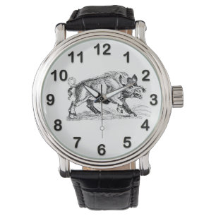 Vintage-Wildschwein-Zeichnung SW #2 Armbanduhr