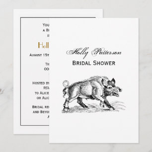 Vintage-Wildschwein-Zeichnung SW #2 Einladung