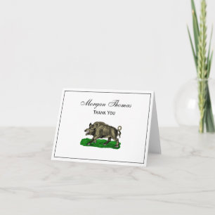 Vintage-Wildschwein-Zeichnung SW #3C Dankeskarte