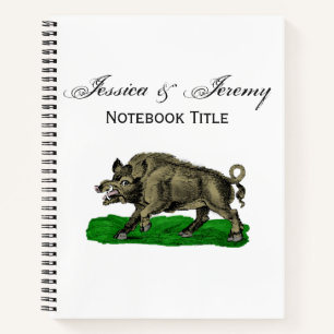 Vintage-Wildschwein-Zeichnung SW #3C Notizblock