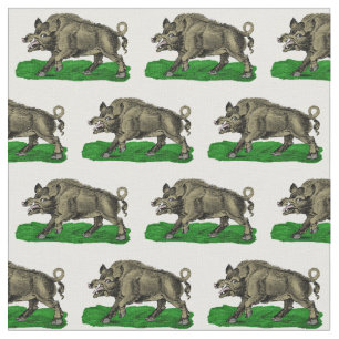 Vintage-Wildschwein-Zeichnung SW #3C Stoff