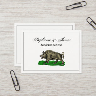 Vintage-Wildschwein-Zeichnung SW #3C Visitenkarte