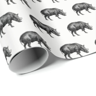 Vintage-Wildschweingemälde SW Geschenkpapier