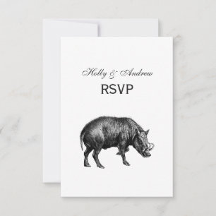 Vintage-Wildschweingemälde SW RSVP Karte