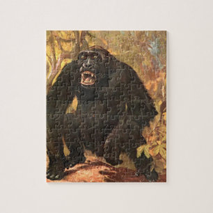 Vintage-Wildtier, Gorilla oder großer Affe von CE  Puzzle