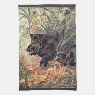 Vintage-Wildtier-Indien-Wildschwein von Winifred A Geschirrtuch