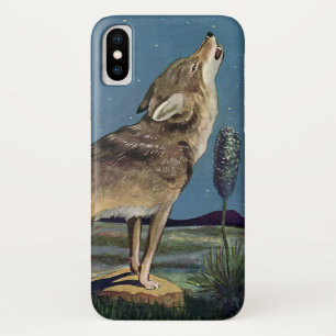 Vintage Wildtier, Wolf heult den Mond an Case-Mate iPhone Hülle