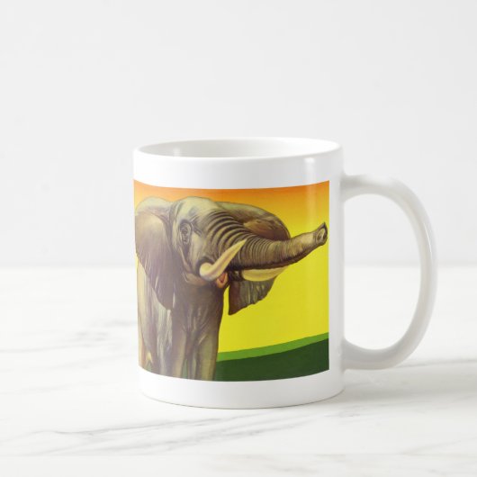 Vintage Wildtiere, afrikanischer Elefant mit Sonne Kaffeetasse (Rechts)
