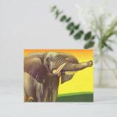 Vintage Wildtiere, afrikanischer Elefant mit Sonne Postkarte (Stehend Vorderseite)