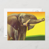 Vintage Wildtiere, afrikanischer Elefant mit Sonne Postkarte (Vorne/Hinten)