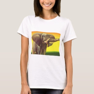 Vintage Wildtiere, afrikanischer Elefant mit Sonne T-Shirt