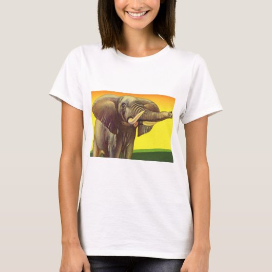 Vintage Wildtiere, afrikanischer Elefant mit Sonne T-Shirt (Vorderseite)