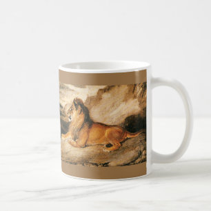 Vintage-Wildtiere, Afrikanischer Löwe in der Savan Kaffeetasse