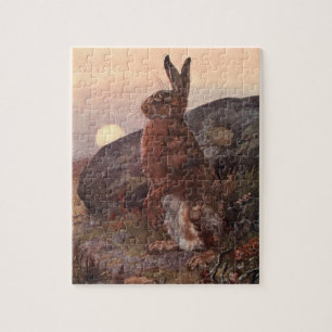 Vintage Wildtiere, Hare von Winifred Austen Puzzle
