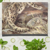 Vintage Wildtiere, Schneeleopard von CE Swan Geschirrtuch (Gefaltet)