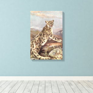 Vintage Wildtiere, Schneeleopard von CE Swan Leinwanddruck