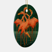 Vintage Wildtiere, tropisch rosa Flamingos Keramik Ornament (Rechts)