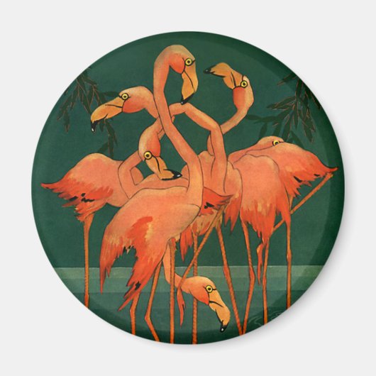 Vintage Wildtiere, tropisch rosa Flamingos Magnet (Vorne)
