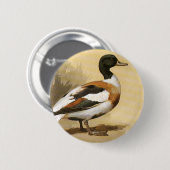 Vintage Wildtiere — Vögel, Mallard-Ente Button (Vorne & Hinten)
