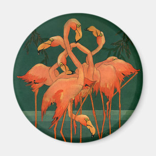 Vintage-Wildtiere Vögel, tropische rosa Flamingos Magnet