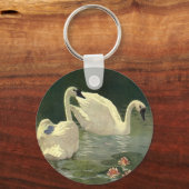 Vintage Wildtiere — Vögel, Viktorianische Weißschw Schlüsselanhänger (Vorderseite)