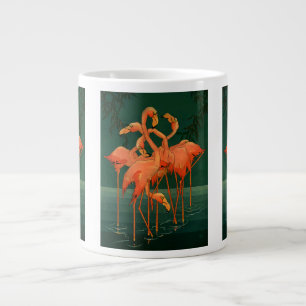 Vintage-Wildtiervögel, tropische rosa Flamingos Jumbo-Tasse