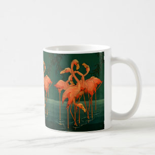 Vintage-Wildtiervögel, tropische rosa Flamingos Kaffeetasse