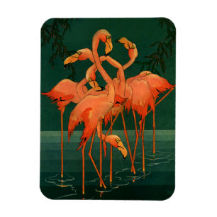 Vintage-Wildtiervögel, tropische rosa Flamingos Magnet
