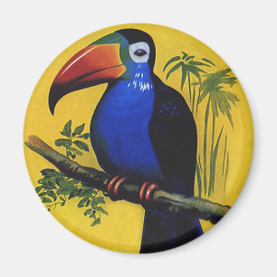 Vintage-Wildtiervögel, tropischer Tukan im Baum Magnet