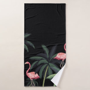 Vintage Wildvögel Flamingo, Palme Badehandtuch