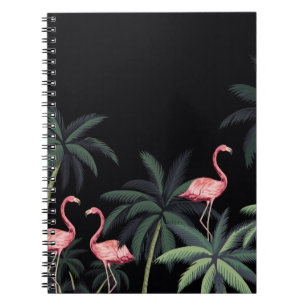 Vintage Wildvögel Flamingo, Palme Notizblock
