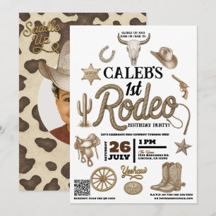 Vintage-Wildwest-1. Rodeo-Western-Geburtstagsfeier Einladung
