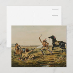 Vintage-Wildwest-Gefechtsszene-Kunst Postkarte