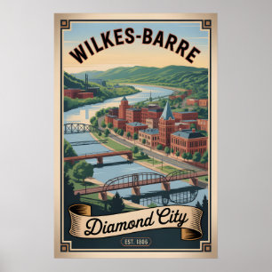 Vintage Wilkes-Barre Pennsylvania Retro-Reise Poster