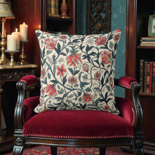 Vintage William Morris Antik Olivgrün Floral Kissen