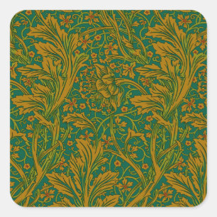 Vintage William Morris Arcadia nahtlos Quadratischer Aufkleber