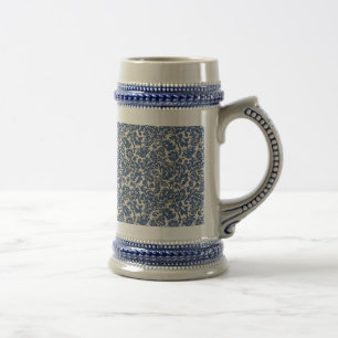 Vintage-William-Morris-Blumenmuster Blau Weiß Bierglas