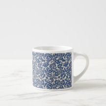 Vintage William Morris Blumenmuster Blau Weiß