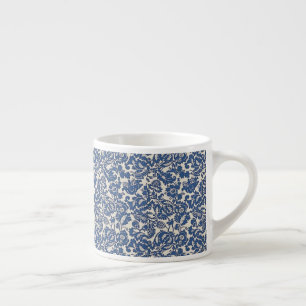 Vintage William Morris Blumenmuster Blau Weiß Espressotasse