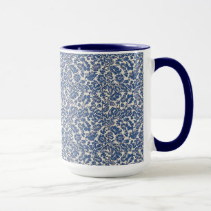 Vintage William Morris Blumenmuster Blau Weiß Tasse