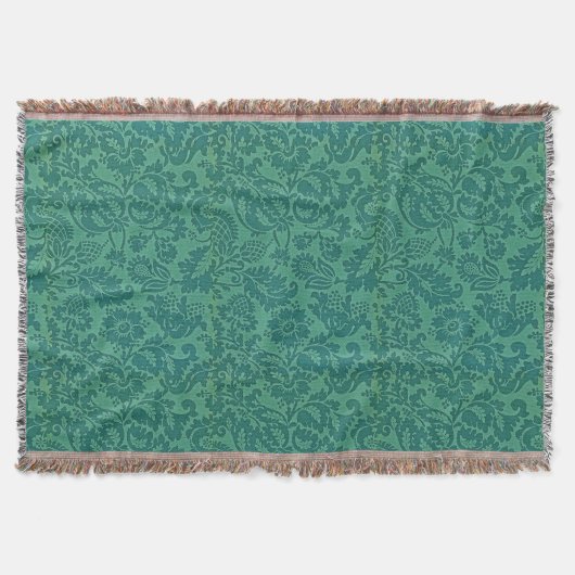 Vintage-William-Morris-Blumenmuster Grün Decke (Vorderseite)