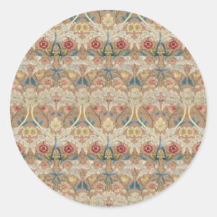 Vintage-William-Morris-Blumenstickerei Runder Aufkleber