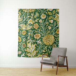 Vintage William Morris Cherwell Grün Blumen Kunst Wandteppich