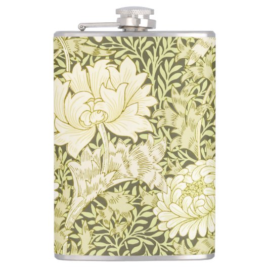 Vintage-William-Morris-Chrysanthemen-Muster Flachmann (Vorderseite)
