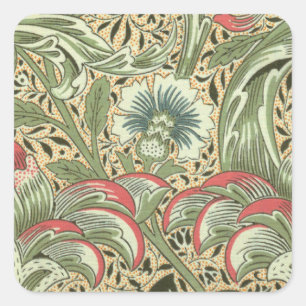 Vintage William Morris Corncockle Blumen Quadratischer Aufkleber