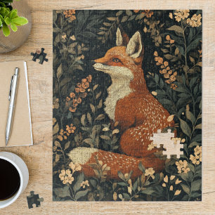 Vintage-William-Morris-Cottage-Core-Fuchs-und-Laub Puzzle
