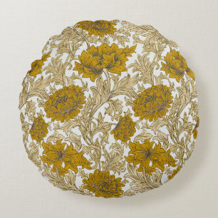 Vintage-William-Morris-Erdfarbener Blumenmuster Rundes Kissen