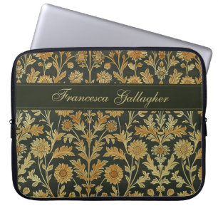 Vintage William Morris Gold Blumenmuster Laptopschutzhülle