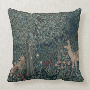 Vintage-William-Morris-Grünanlage-Waldtiere Kissen